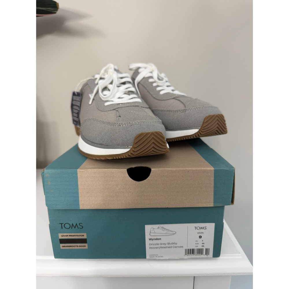TOMS Wyndon Sneaker Women 9 Drizzle Grey Slubby Woven Canvas NWT